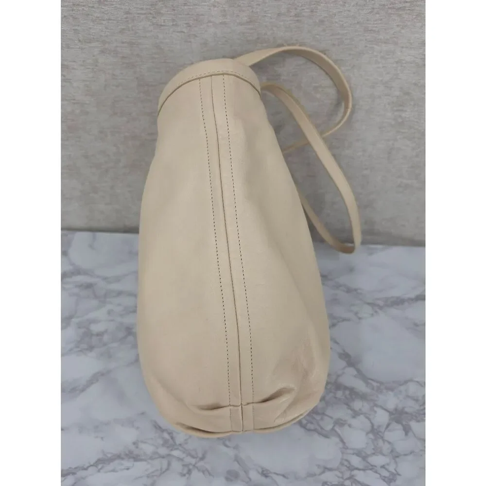 Coach Bea Neutral Two-Tone Ivory & Taupe Leather Top Zip Tote Bag
